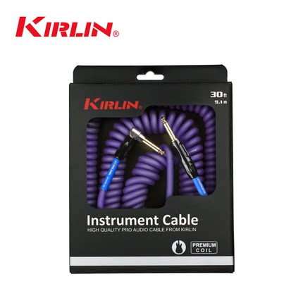 KIRLIN科林吉他线降噪线弹簧电话线乐器连接线贝斯音响音频线30FT