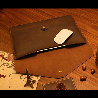 牛皮定制简约适用苹果笔M1记本电脑包macbookair13.3寸M2保护套pro16华为matebook14内胆包surfacepro9配件