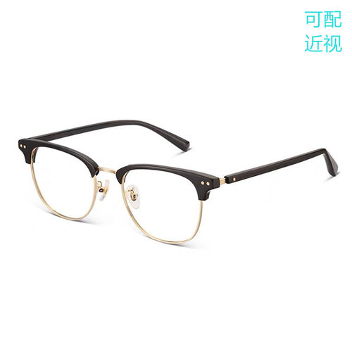 九十木MJ101FH059 经典半框眉毛架商务眼镜 男女同款 可配近视