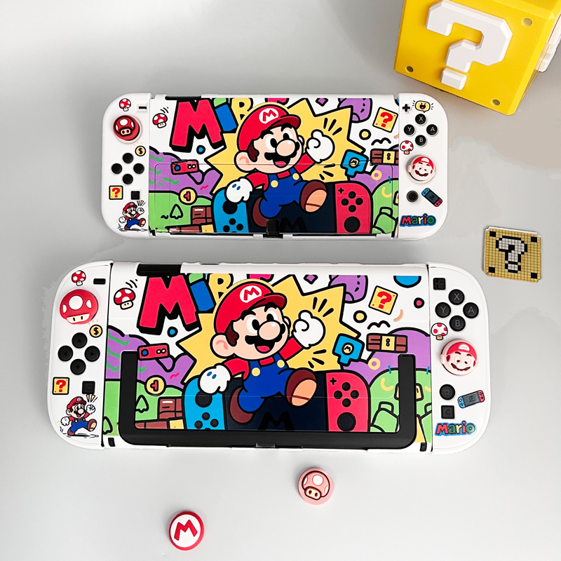 悠阔原创马里奥Switch NS保护套可爱卡通oled保护壳NS2硬软手柄套