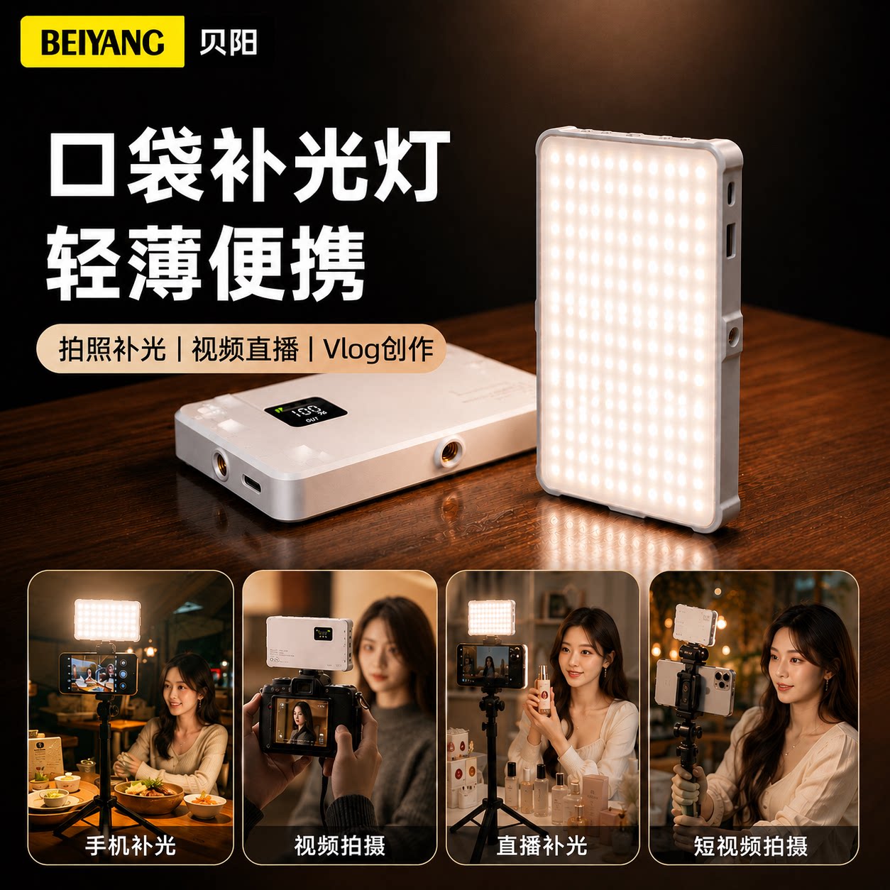 贝阳便携式口袋补光灯全彩rgb图片