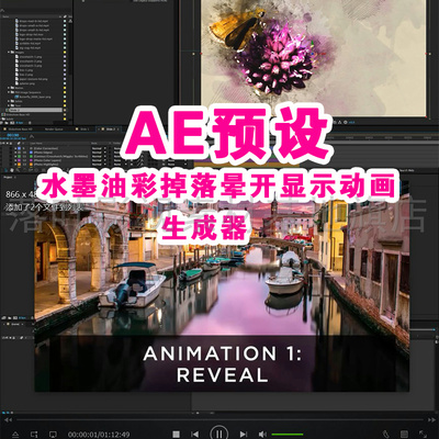 29  AE预设 水墨油彩掉落晕开显示动画生成器  ae水墨油彩预设