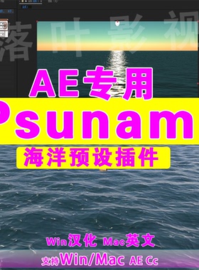 AE海洋插件 Psunami插件 win汉化mac英 在ae中快速的创建三维海洋