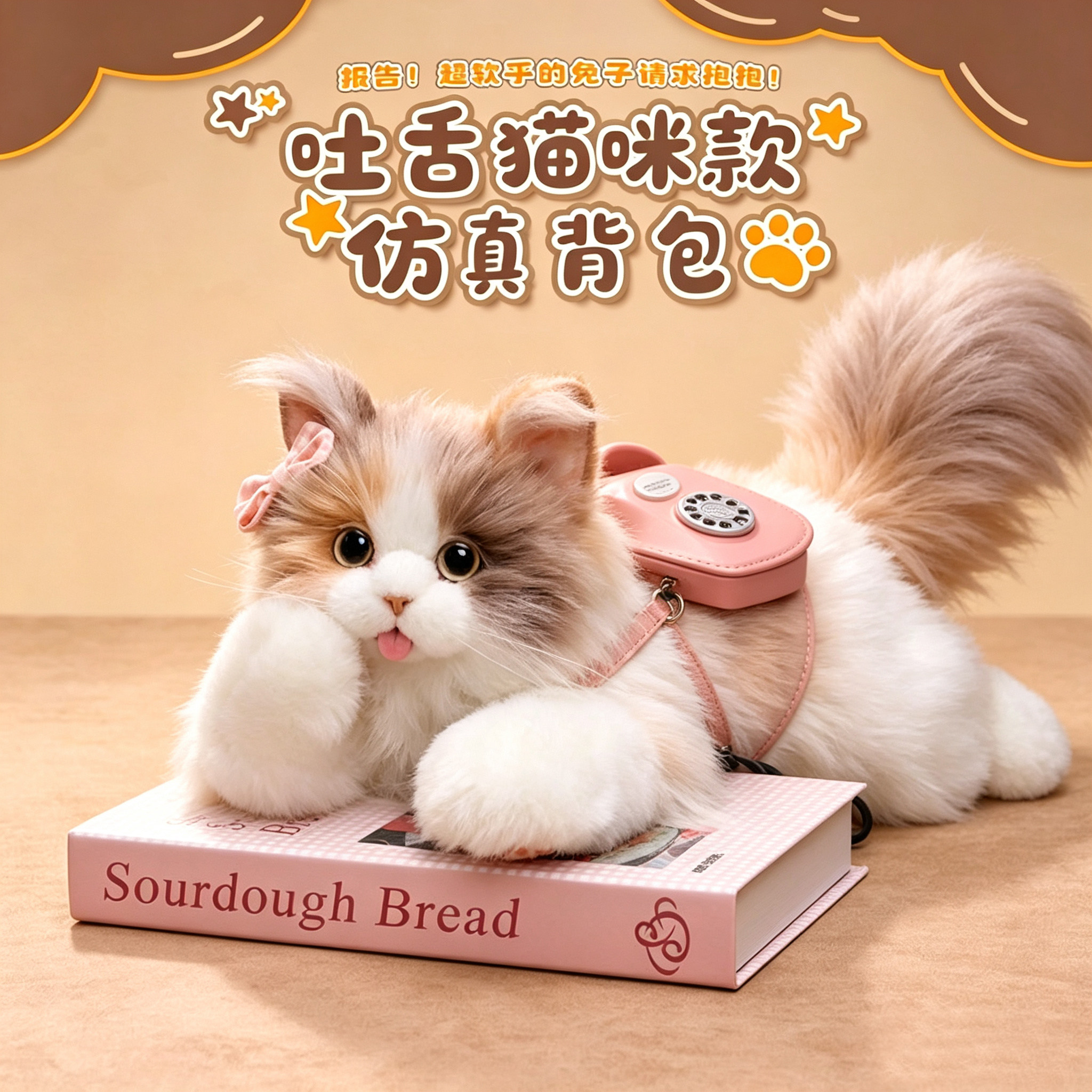 仿真猫咪背包布偶猫小猫背包送女孩生日礼物双肩包包小猫玩偶正版