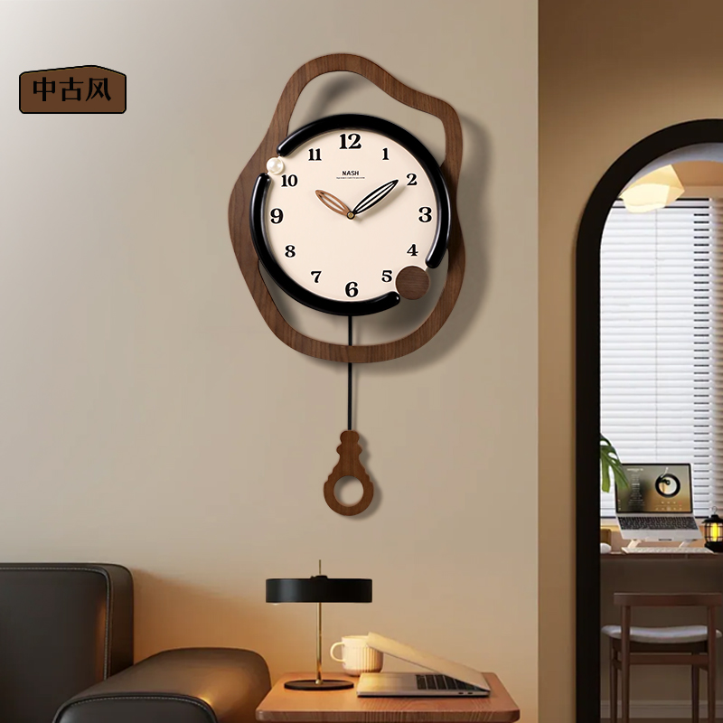 中古风复古挂钟客厅高级感艺术风