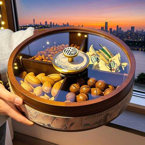 实木0甲醛-独家密封圈防潮干果盘