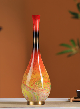 黄铜新中式玄关酒柜珐琅彩花瓶