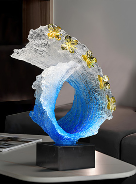 风生水起玄关装饰摆饰客厅轻奢高档电视柜酒柜办公室桌艺术工艺礼