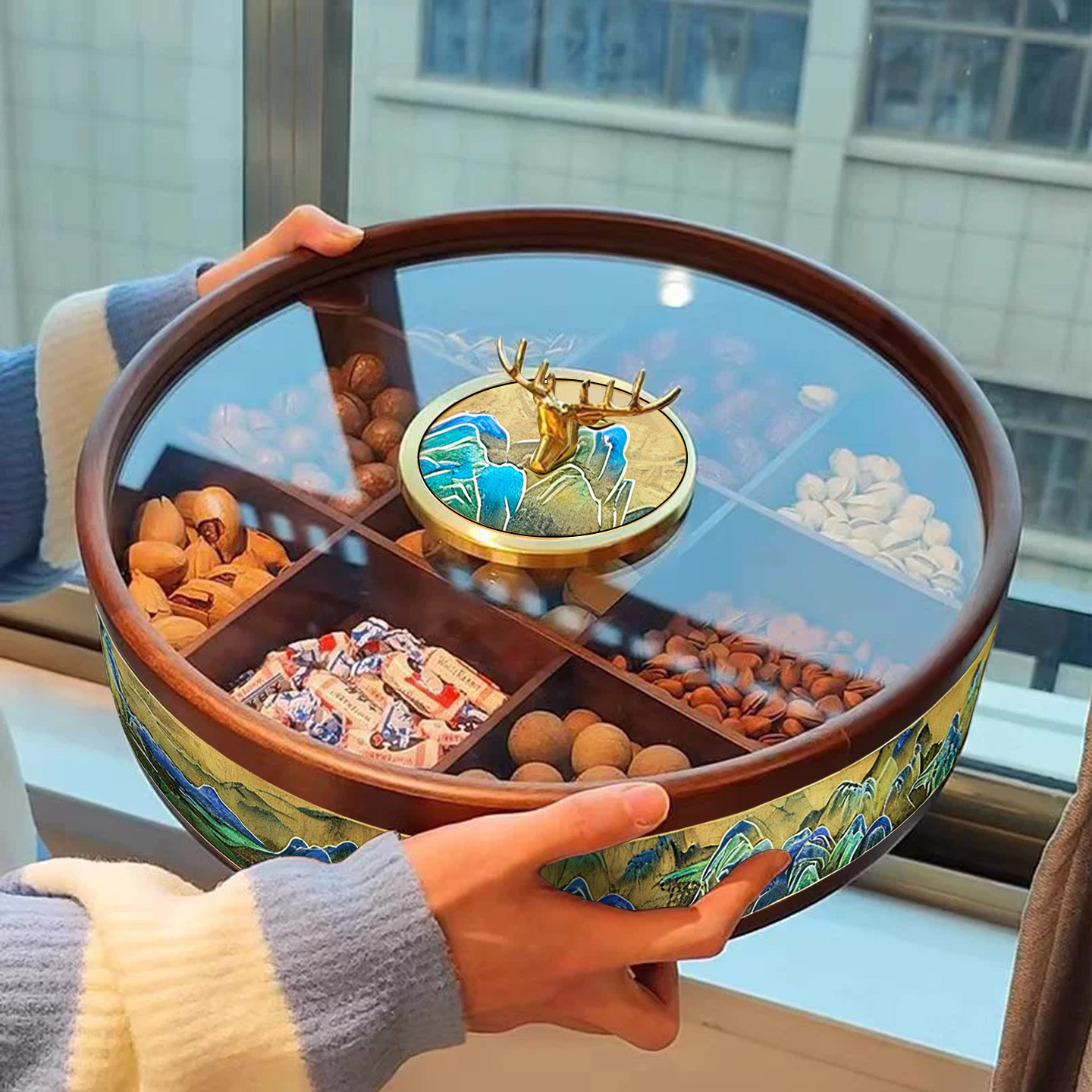 2026新款实木干果盘九宫格轻奢干果收纳盒客厅茶几零食糖果水果盘,家居饰品,果盘/果篓,淘宝优惠券,粉丝福利购,淘宝优惠卷