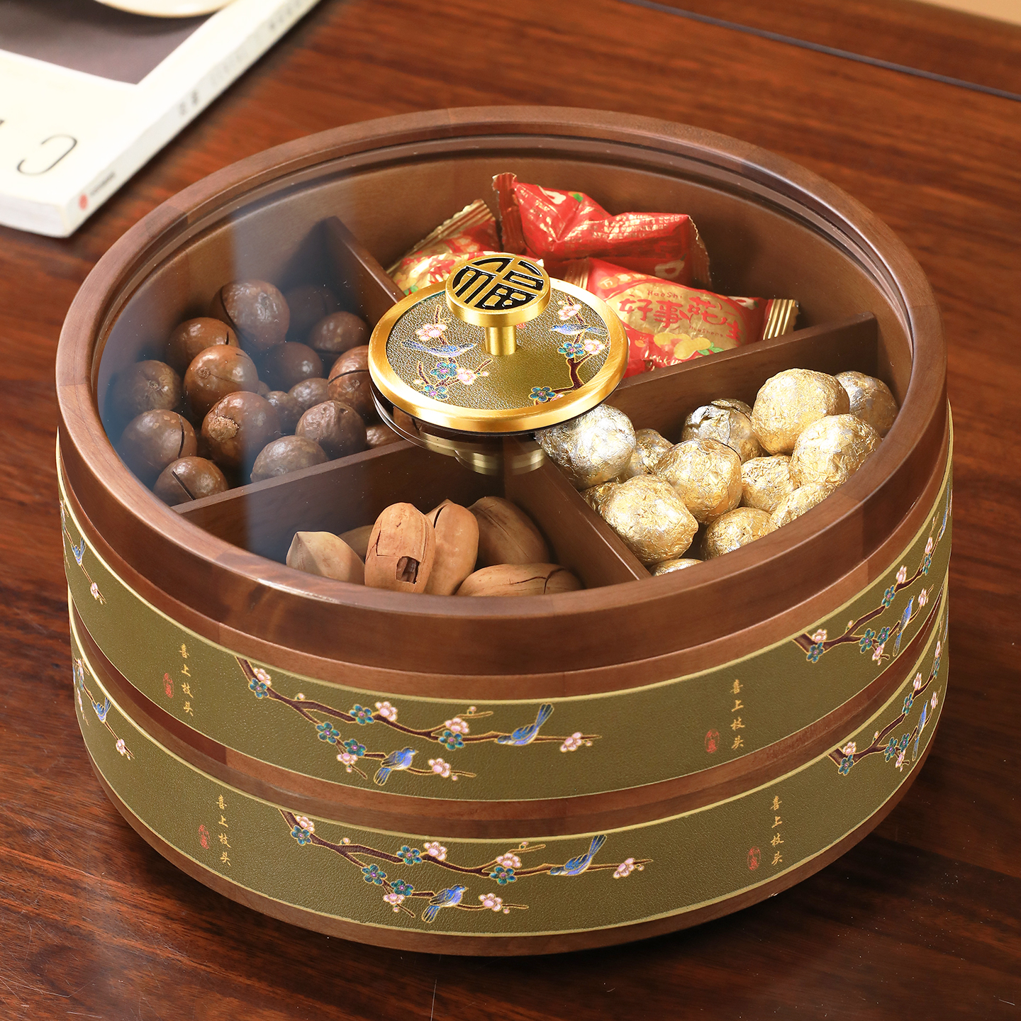 2025款干果盒轻奢高档分格坚果盘茶几桌面零食托盘收纳盒乔迁之喜