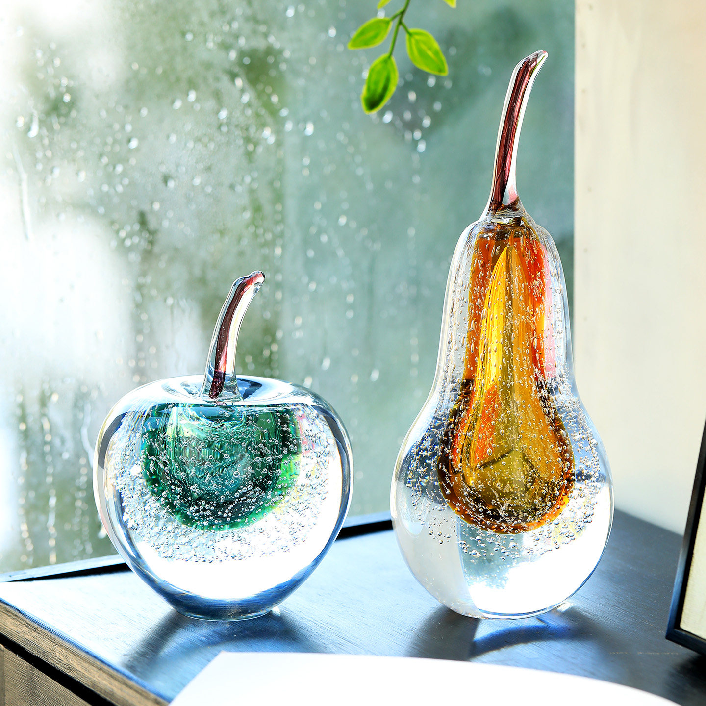 现代轻奢玻璃苹果梨子摆件高档客厅玄关电视柜壁龛装饰工艺品摆设,家居饰品,装饰摆件,淘宝优惠券,粉丝福利购,淘宝优惠卷