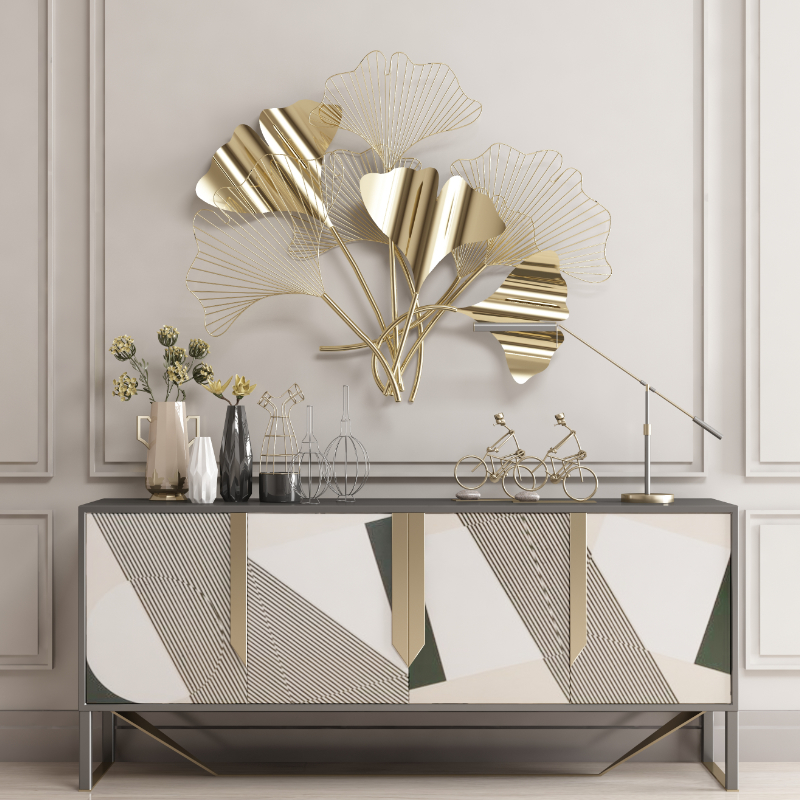 轻奢玄关墙面装饰金属壁饰墙不锈钢沙发背景装饰品挂件卧室银杏叶|ruв категории Домашний быт, роспись - от Buy2taobao.com для оказания профессиональной услуги покупки агента Taobao