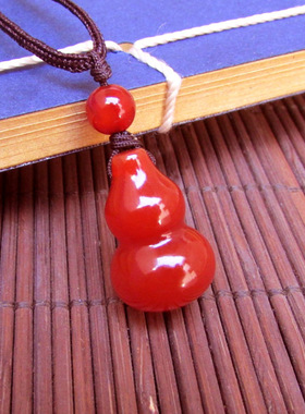 天然红玛瑙葫芦吊坠 玉葫芦玛瑙福禄葫芦挂件项链毛衣链