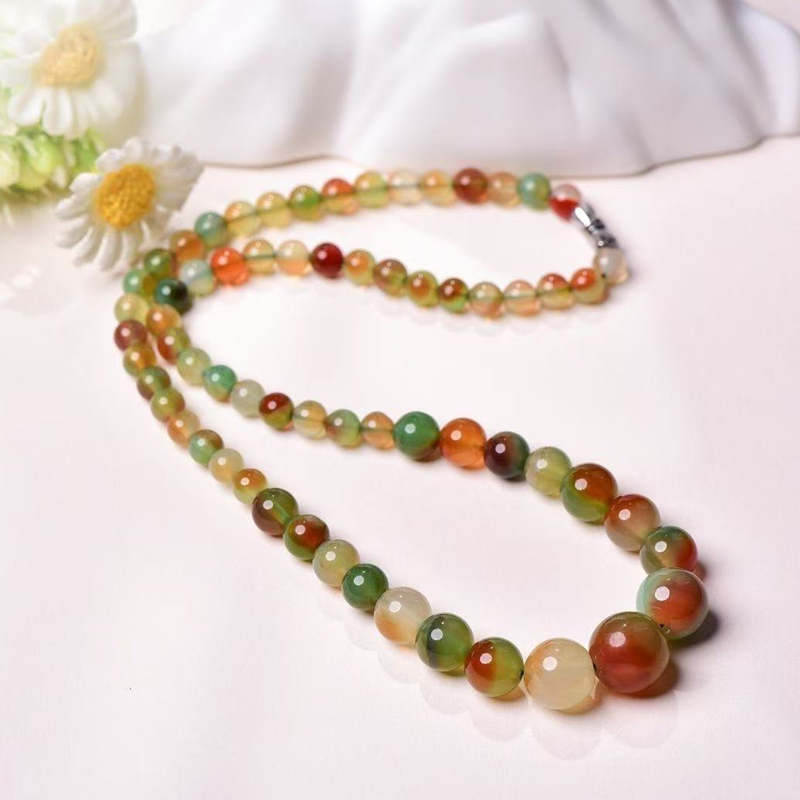 天然孔雀玉髓项链塔链孔雀玛瑙锁骨款式项链