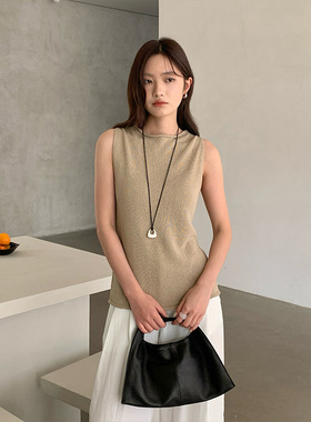 THE MIND肌理感圆领卷边女无袖背心2026春季新款基础百搭针织上衣