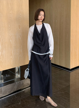 THE MIND天丝醋酸亚麻衬衣+半裙两件套2026春季新款高级感女套装