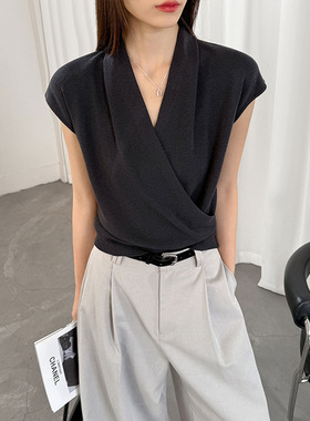 2026春季新款洋气时尚漂亮设计休闲气质百搭女装针织衫纯色上衣