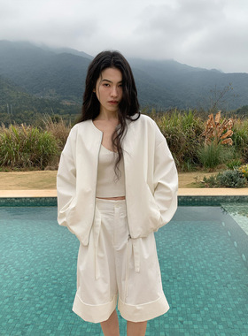 COMOS CMS2026春季新款时尚简约大方百搭舒适外套女拉链短上衣