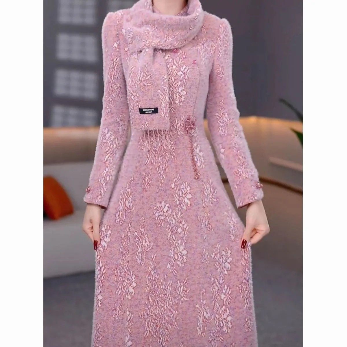 优雅气质妈妈雪花绒高档中式礼服裙新年秋冬显瘦中长款过膝裙子,女装/女士精品,连衣裙,淘宝优惠券,粉丝福利购,淘宝优惠卷