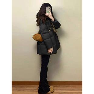 保暖加厚连帽外套 黑色小众高级感棉服上衣女秋冬新款 胖mm大码 女装