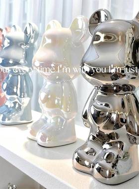 高级感暴力熊摆件家居客厅酒柜电视柜玄关装饰存钱罐轻奢新家礼物