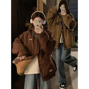 羊羔毛棉衣女胖mm宽松百搭保暖加厚设计感外套 新款 300斤大码 女装