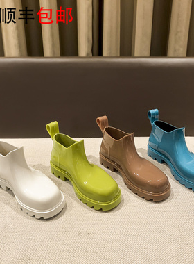 AW BV牛油果雨靴女外穿雨鞋阿希哥mona同款短靴厚底增高果冻女鞋