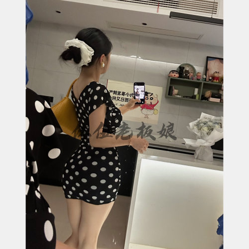 【你伍老板娘】“纯欲甜心”波点修身性感气质连衣裙