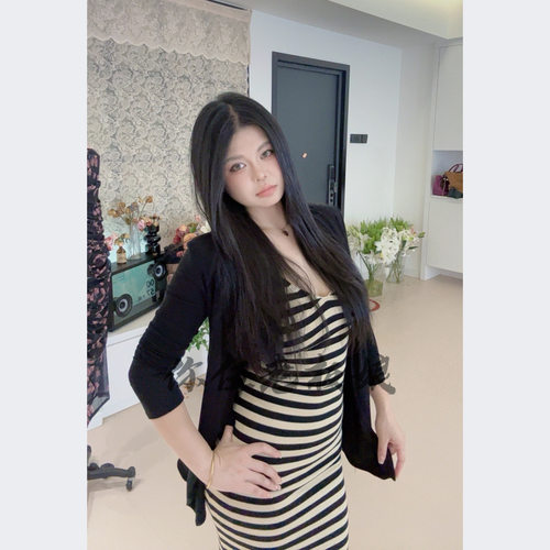 【你伍老板娘】“法式优雅风”条纹吊带开衫连衣裙套装女春
