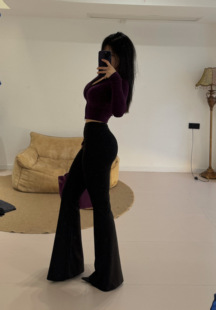 【你伍老板娘】高腰显瘦显腿长秋微喇裤时尚外穿休闲垂感提臀