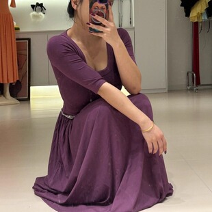 2.0升级紫色白色套头u领大摆连衣裙 夏日开场白 你伍老板娘