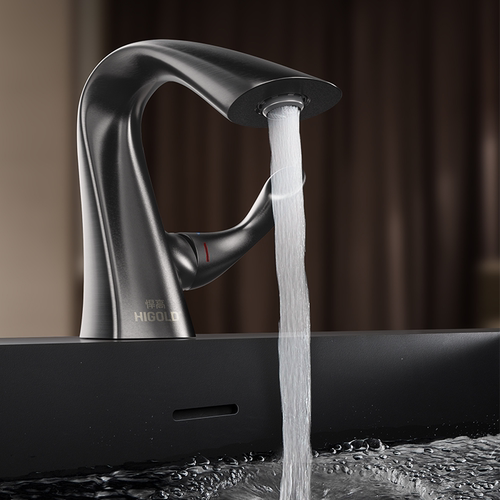 悍高B1冷热面盆水龙头天鹅曲颈陶瓷阀芯黄铜双控洗脸盆台上台下