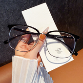 超轻黑框眼镜男女复古圆框防蓝光可配度数显脸小素颜神器大眼镜架