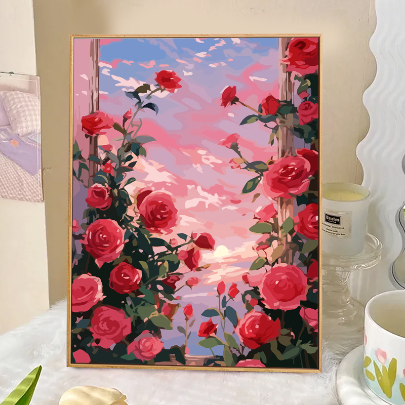 治愈唯美玫瑰diy数字油画
