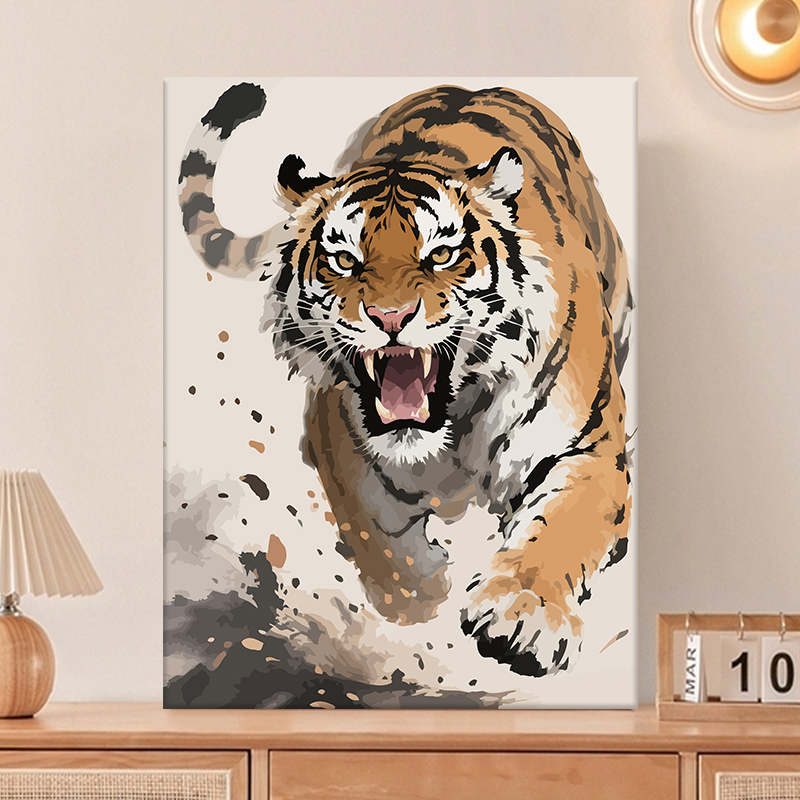 【怒吼的王者】手绘填色数字油画
