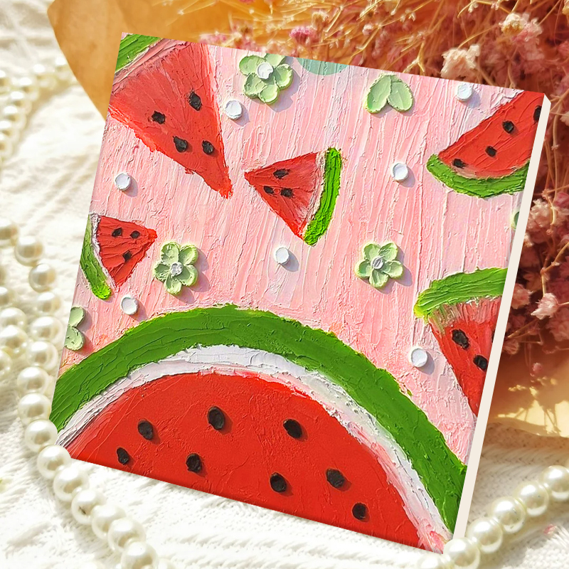 西瓜石英砂立体肌理画手工diy