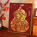 福禄百福数字油画diy手工填色填充丙烯油画手绘客厅玄关中式 挂画