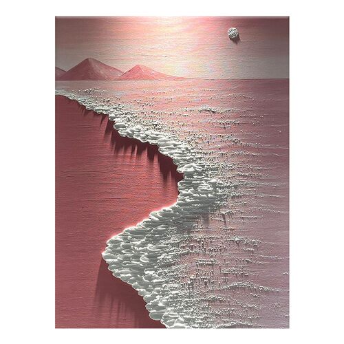 新 diy数字油画手工石英砂丙烯肌理画立体海浪沙滩风景房间装饰画