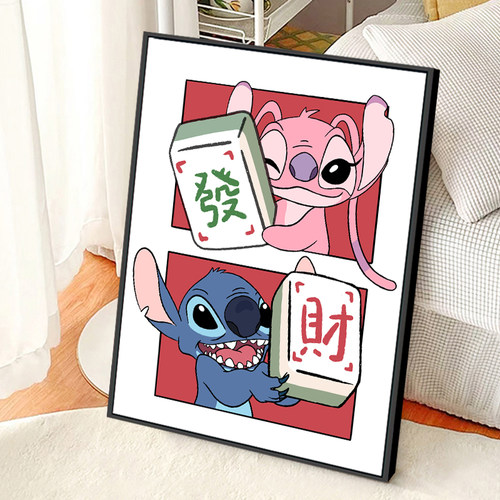 可爱卡通史迪仔diy数字油画