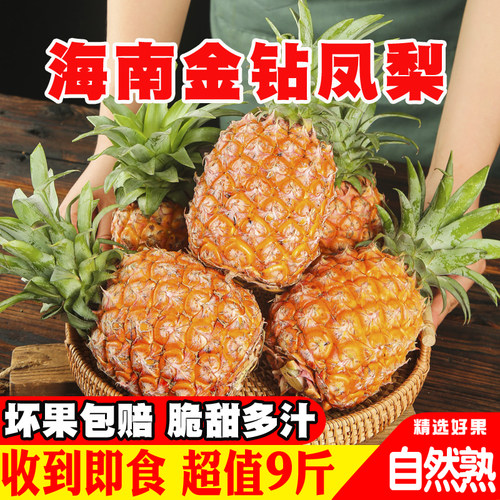 海南凤梨新鲜当季水果9斤金钻凤梨非大菠萝手撕香水凤梨超甜整箱