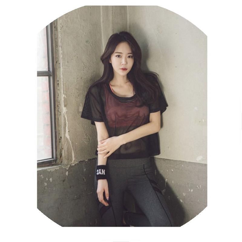 吸汗跳操网纱短裤网衣透视t恤套装时尚镂空罩衫夏宽松薄款运动装|ruв категории Женская одежда, футболка - от Buy2taobao.com для оказания профессиональной услуги покупки агента Taobao