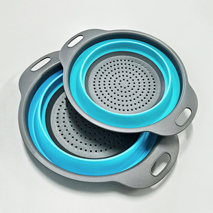 大货定制厨房水槽可伸缩调节洗菜盆淘菜篮圆形硅胶折叠沥水篮漏水