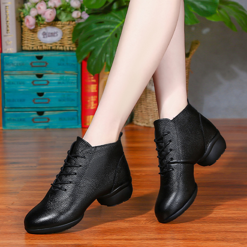 头层牛皮制作广场舞鞋水兵舞鞋中跟软底透气跳舞鞋不累脚减震