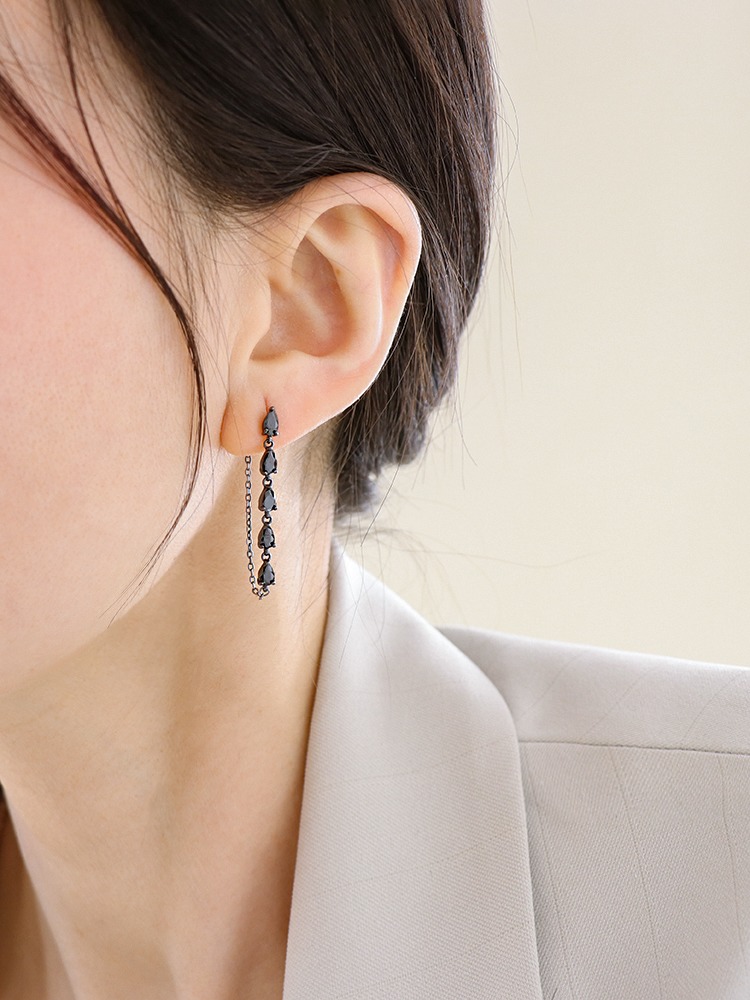 潮酷飒黑色简约冷淡风锆石