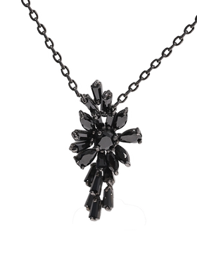 白狐狸十字链条凤尾花项链