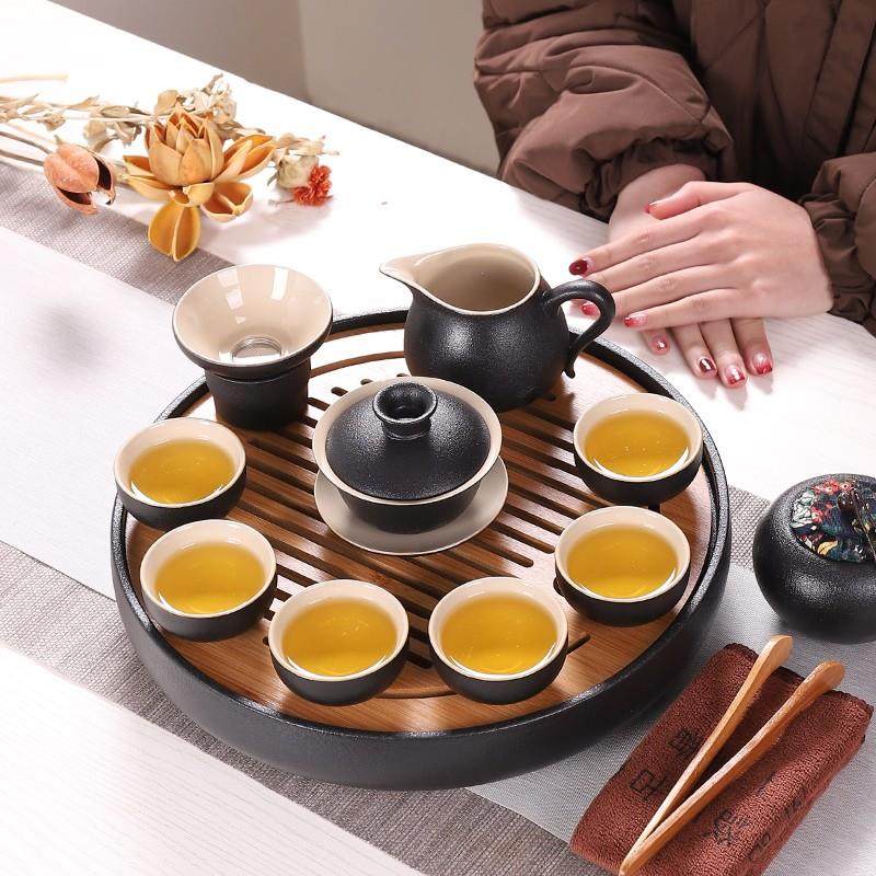 咪曦 整套陶瓷茶具套装功夫茶具茶盘茶杯黑陶茶具 便携竹制干泡茶|ruв категории посуда, чайный сервиз, набор чайный сервиз - от Buy2taobao.com для оказания профессиональной услуги покупки агента Taobao