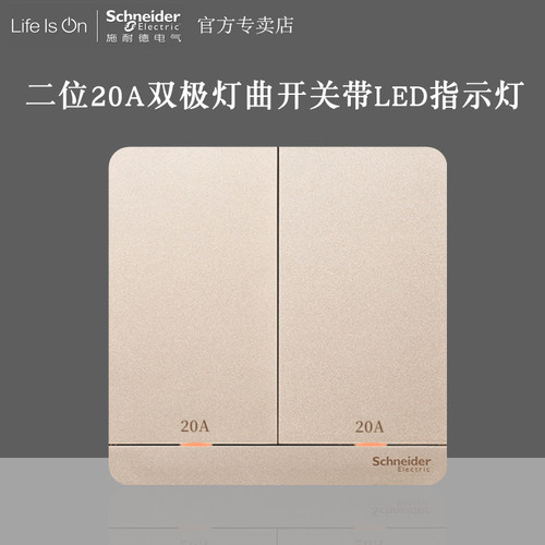 二位20A灯曲冷气空调开关施耐德