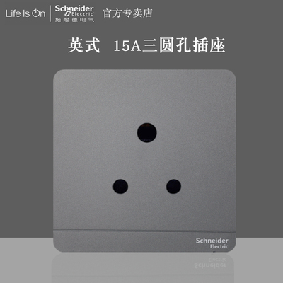 施耐德15A三孔荧光灰英式南非苏