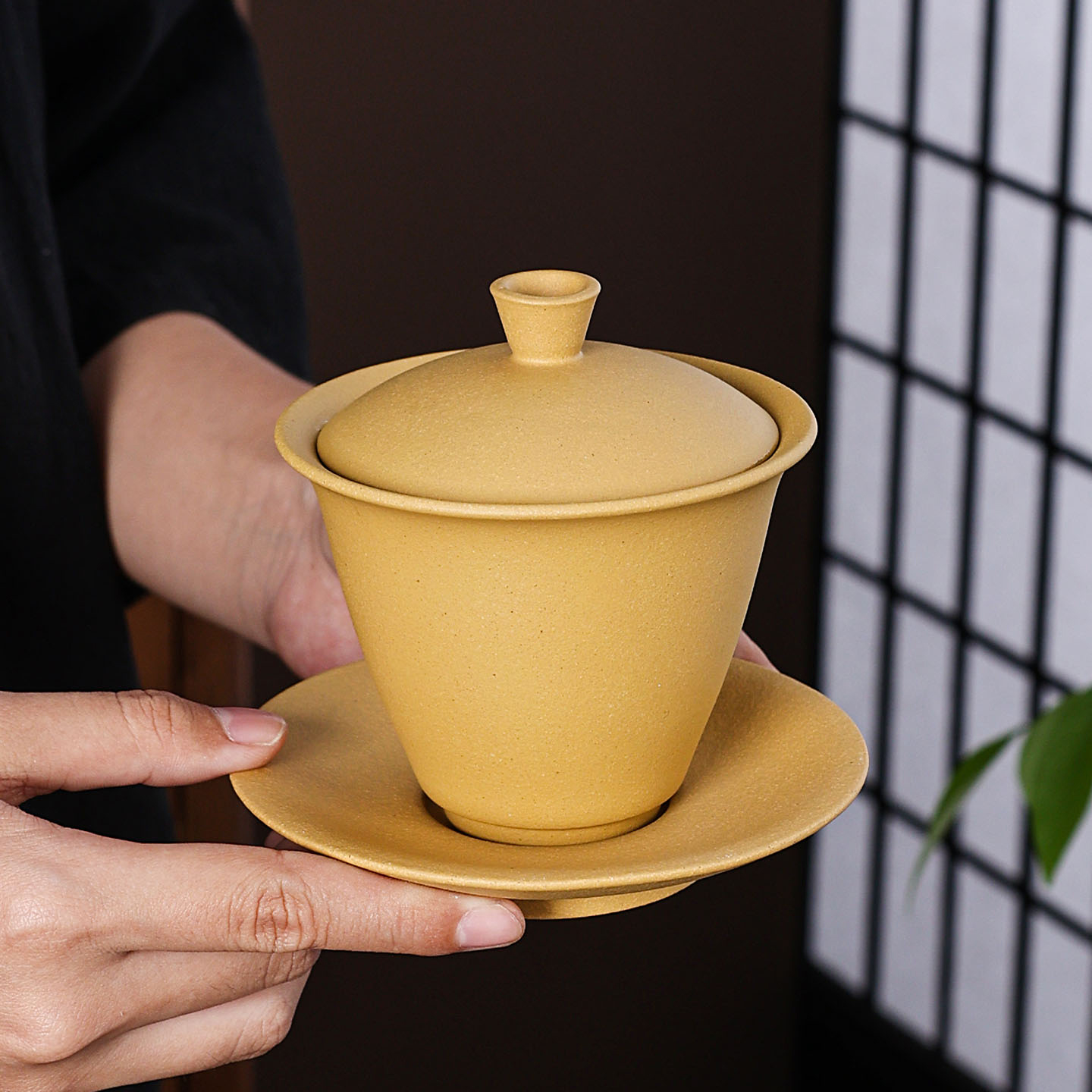 170ml高档紫砂三才盖碗茶杯家用