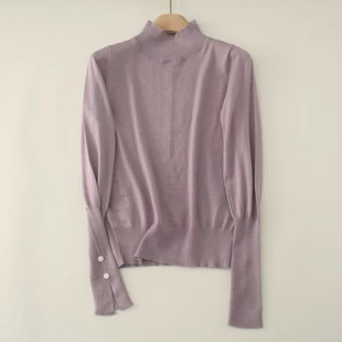 撤柜尾货羊毛秋冬薄款柔软修身弹力百搭女半 高领针织上衣打底衫